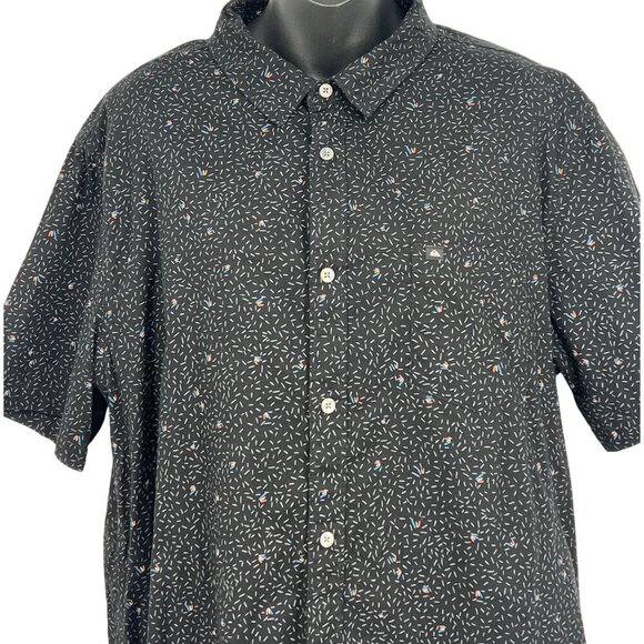 Quiksilver Men Short Sleeve Button Up Shirt Black Regular Fit Large L Surf EUC - Picture 2 of 7